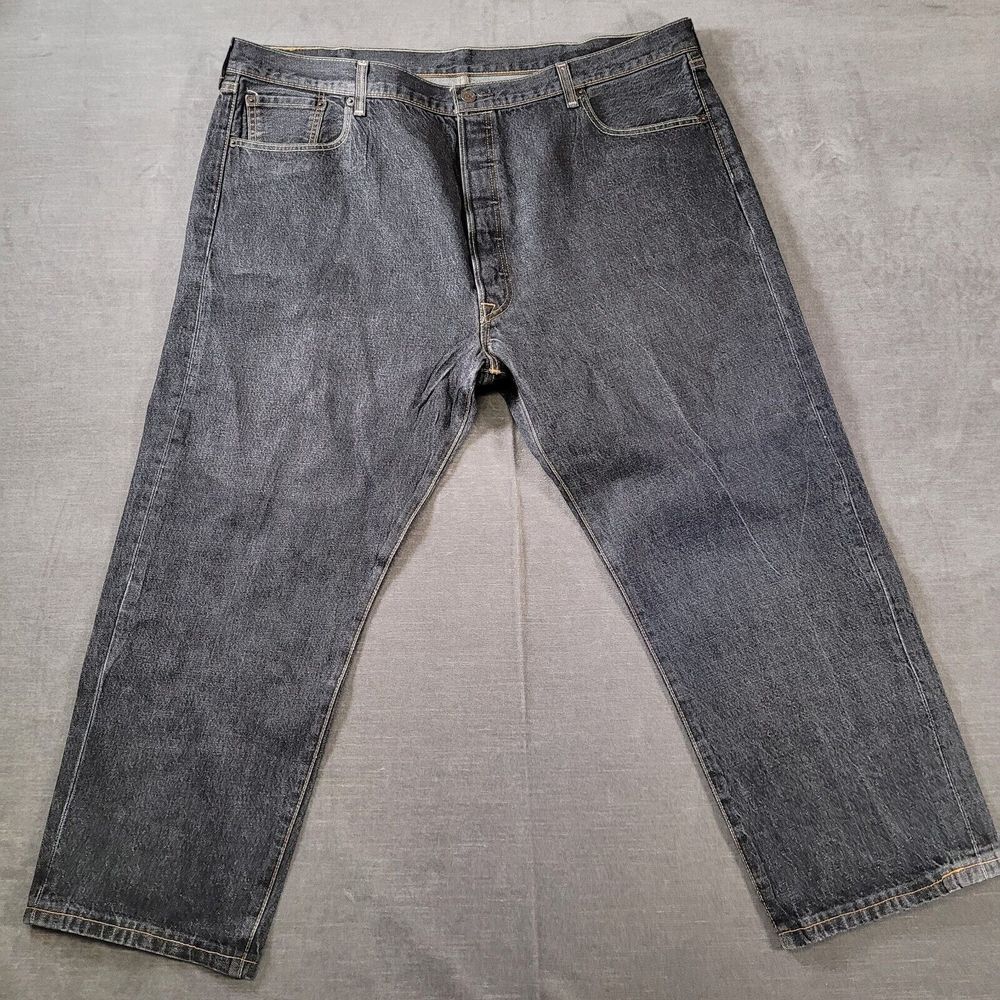 Levis 501 Button Fly Faded Black Baggy Jeans Actual Size 43 x 26 Flawed